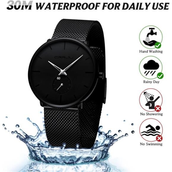 Ultra-Thin Minimalist - Fashion Wrist Watch for Men Stainless Steel Mesh Band